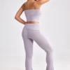 Chunky Knit Foldover Kick Flare Trousers in Dusty Lavender
