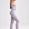 Chunky Knit Foldover Kick Flare Trousers in Dusty Lavender