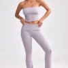 Chunky Knit Foldover Kick Flare Trousers in Dusty Lavender