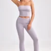 Chunky Knit Foldover Kick Flare Trousers in Dusty Lavender