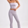 Chunky Knit Foldover Kick Flare Trousers in Dusty Lavender