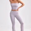 Chunky Knit Foldover Kick Flare Trousers in Dusty Lavender