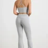 Chunky Knit Foldover Kick Flare Trousers in Grey Marl