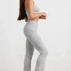 Chunky Knit Foldover Kick Flare Trousers in Grey Marl