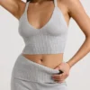 Chunky Knit Tank Top in Grey Marl