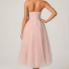 Cindy Tulle Corset Midaxi Dress in Dusty Rose