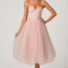 Cindy Tulle Corset Midaxi Dress in Dusty Rose
