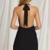 Cira Halterneck Mini Dress in Black