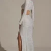 Claribel Embellished Ruched Maxi Skirt in White