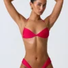 Clearwater Embellished Ruched Halterneck Bikini Top in Raspberry Pink