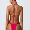 Clearwater Embellished Ruched Halterneck Bikini Top in Raspberry Pink