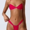 Clearwater Embellished Ruched Halterneck Bikini Top in Raspberry Pink
