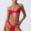 Clearwater Embellished Ruched Halterneck Bikini Top in Raspberry Pink