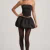 Clemmy Bubble Hem Mid-Rise Mini Skirt in Black