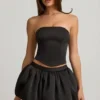 Clemmy Bubble Hem Mid-Rise Mini Skirt in Black