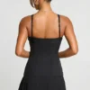 Clover Brushed Twill Drop Waist Kilt Mini Dress in Black