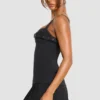 Clover Brushed Twill Drop Waist Kilt Mini Dress in Black
