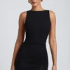 Coa Modal High-Neck Open-Back Mini Dress in Black