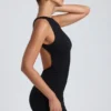 Coa Modal High-Neck Open-Back Mini Dress in Black