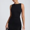 Coa Modal High-Neck Open-Back Mini Dress in Black