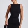 Coa Modal High-Neck Open-Back Mini Dress in Black