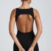 Coa Modal High-Neck Open-Back Mini Dress in Black