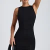 Coa Modal High-Neck Open-Back Mini Dress in Black