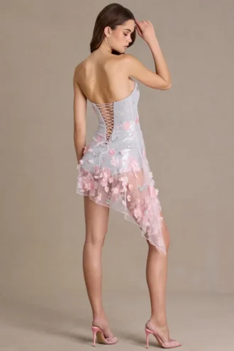 Colette Embellished Tulle Corset Mini Dress in Baby Pink