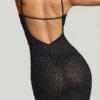 Colmar Embellished Plunge Neck Evening Gown in Black