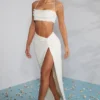 Como Embellished Knot Front Maxi Skirt in Ivory