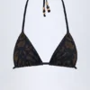 Comoros Charm-Detail Triangle Bikini Top in Black