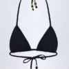 Comoros Charm-Detail Triangle Bikini Top in Black