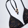 Comoros Charm-Detail Triangle Bikini Top in Black