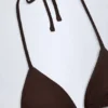 Comoros Charm-Detail Triangle Bikini Top in Dark Chocolate