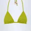 Comoros Charm-Detail Triangle Bikini Top in Olive Green