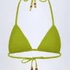 Comoros Charm-Detail Triangle Bikini Top in Olive Green