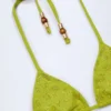 Comoros Charm-Detail Triangle Bikini Top in Olive Green