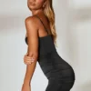 Confident Ruched Corset Mini Dress in Black