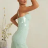 Constance Embellished Corset Mini Dress in Sage