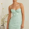 Constance Embellished Corset Mini Dress in Sage