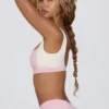 Contrast Sports Bra in Pale Pink Marl