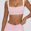 Contrast Sports Bra in Pale Pink Marl