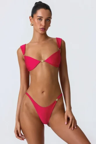 Coquina Embellished Bikini Top in Raspberry Pink