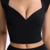 Cora Modal Ruched Cap-Sleeve Top in Black