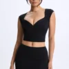 Cora Modal Ruched Cap-Sleeve Top in Black