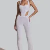 Coralena Embellished Cut-Out Jumpsuit in White