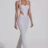 Coralena Embellished Cut-Out Jumpsuit in White