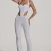 Coralena Embellished Cut-Out Jumpsuit in White