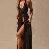 Coralie Halterneck Maxi Dress in Black