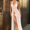 Coralie Halterneck Maxi Dress in White